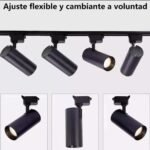 Foco Riel Negro, (Potencia Regulable 10w, 20w, 30w) 3CCT Luz cálida, neutra, fría - Imagen 3
